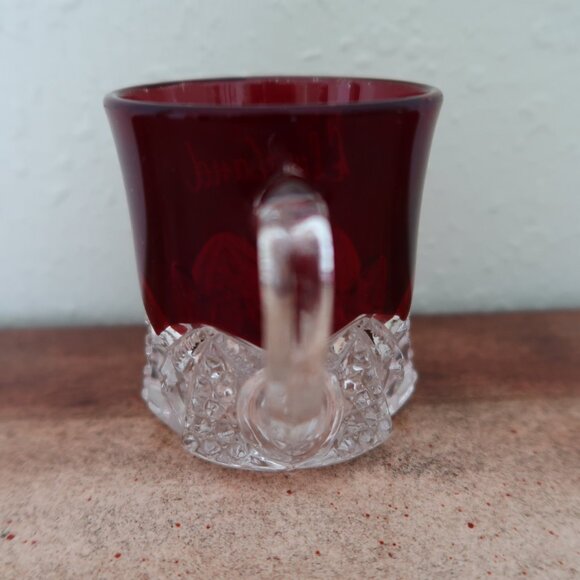 Vintage Collectible Cleveland OH Ruby Red Cut to Clear Glass Mug - Picture 5 of 8